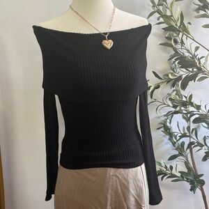 Elegant Off-Shoulder Black Sweater